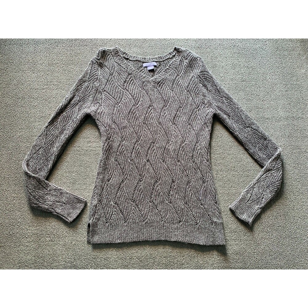 Laura Scott Sweater Women's M Medium Long Sleeve Gray Knit Cotton Acrylic